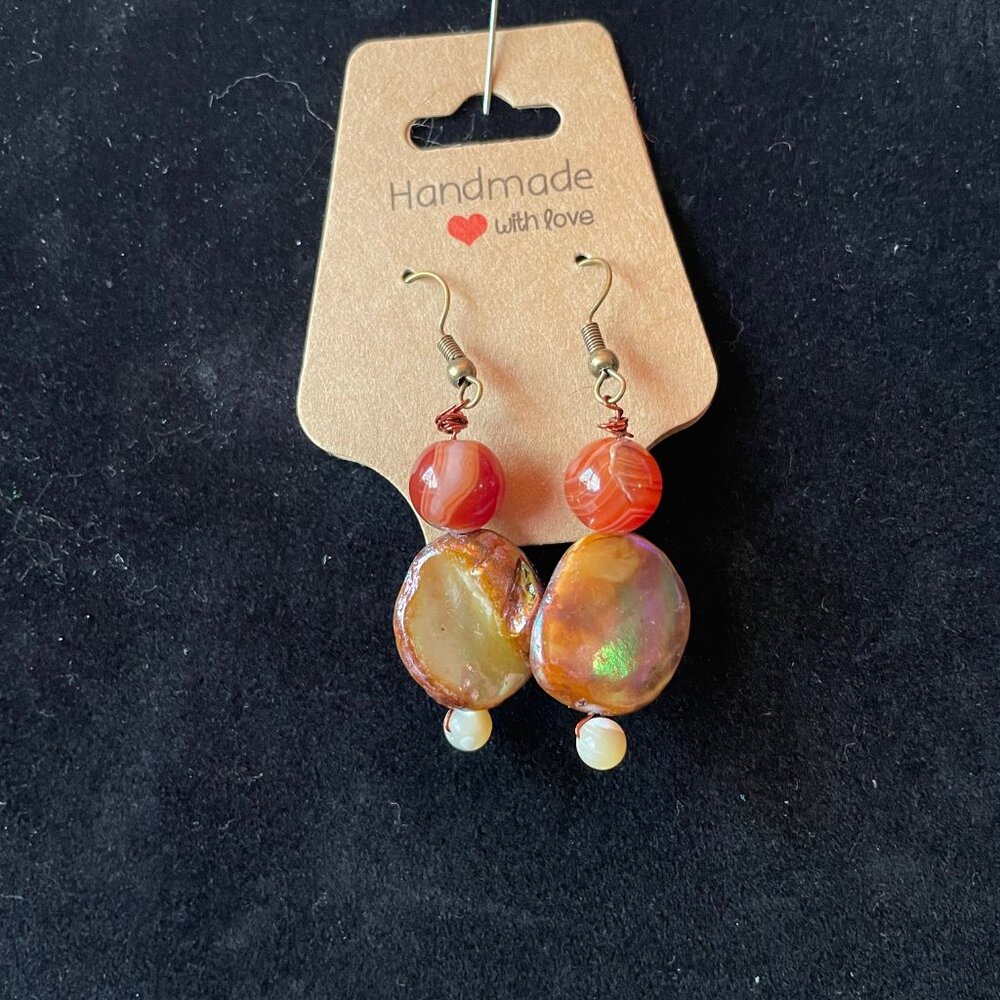 Hand crafted shell earrings.